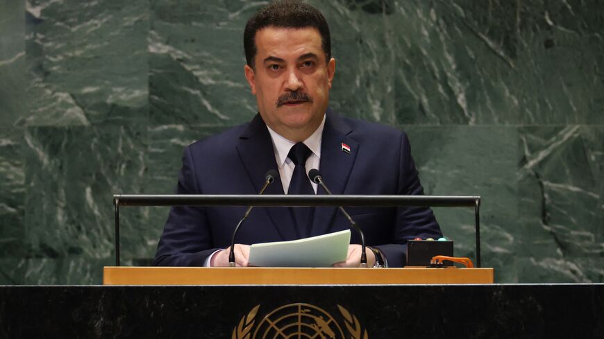 Iraqi Prime Minister Mohammed Shia al-Sudani speaks during the 79th Session of the United Nations General Assembly at the United Nations headquarters in New York City on September 26, 2024. 